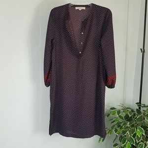 Ann Taylor Loft Women's Burgundy Rust Blue Eye Split Side Deep V Dress